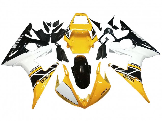 Carenagens Moto Yamaha YZF R6S 2006-2009 - Amarelo Branco Preto Brilhante