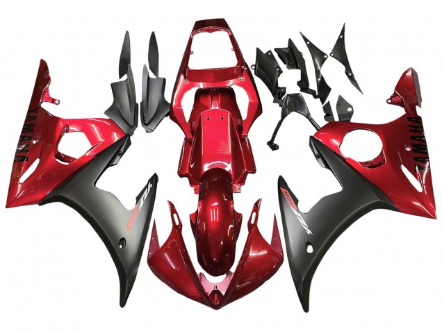 Kits Carenagem Moto Yamaha YZF R6 2003-2004 - Vermelho Preto Fosco