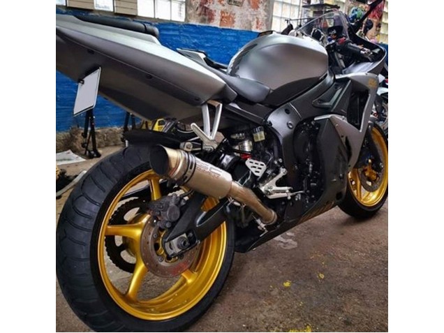 Carenagens Moto Yamaha YZF R6 2003-2004 - Cinzento Fosco Preto Fosco Ouro Decalques