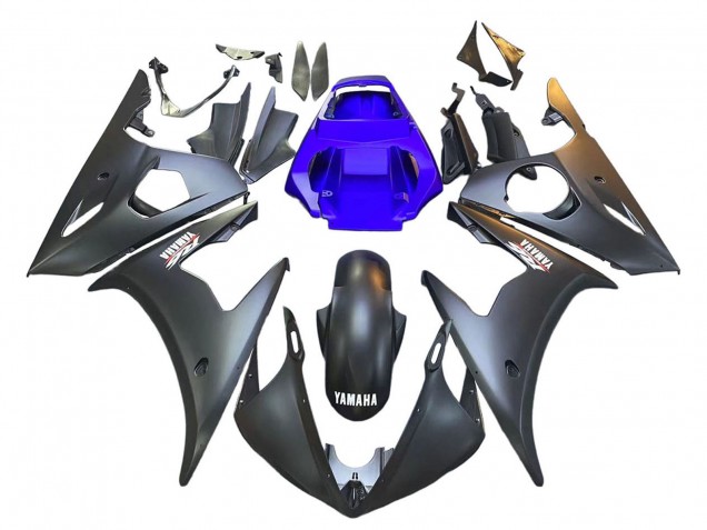 Carenagens Moto Yamaha YZF R6S 2006-2009 - Azul Preto Fosco
