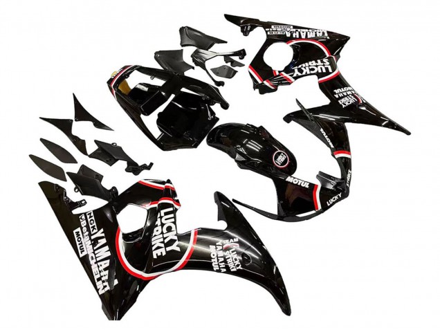 Carenagens Moto Yamaha YZF R6 2003-2004 - Preto Brilhante Vermelho Branco Lucky Strike Motul