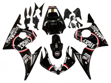 Carenagens Moto Yamaha YZF R6 2003-2004 - Preto Brilhante Vermelho Branco Lucky Strike Motul