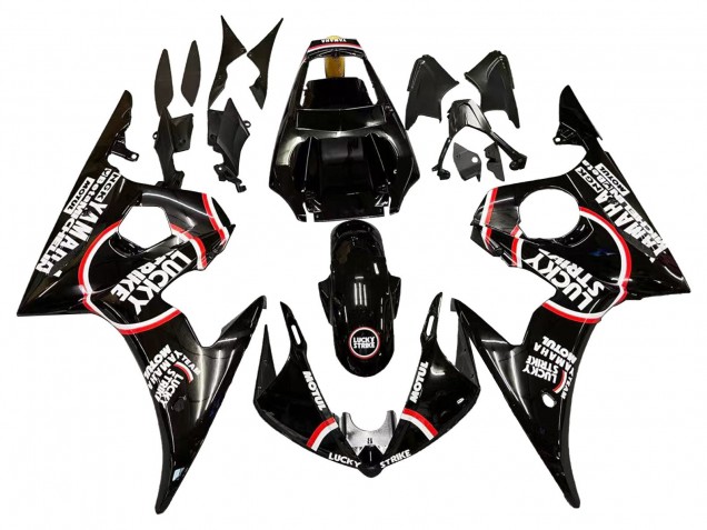 Carenagens Moto Yamaha YZF R6 2003-2004 - Preto Brilhante Vermelho Branco Lucky Strike Motul