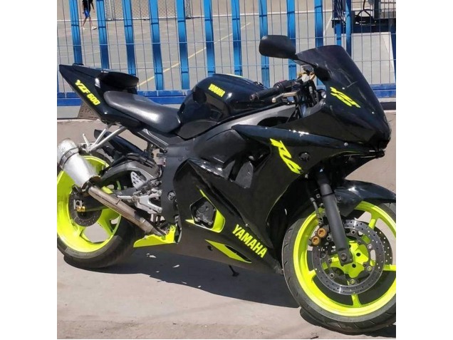Carenagens Moto Yamaha YZF R6 2003-2004 - Preto Brilhante Amarelo Néon