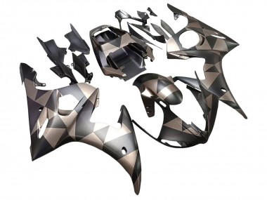 Carenagens Moto Yamaha YZF R6 2003-2004 - Cinzento Preto Fosco Geometric