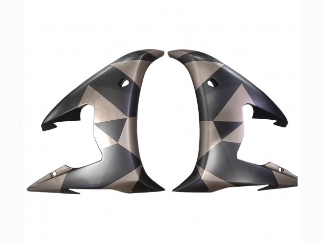 Carenagens Moto Yamaha YZF R6 2003-2004 - Cinzento Preto Fosco Geometric