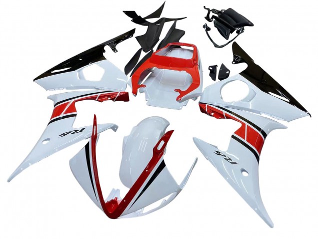Carenagens Moto Yamaha YZF R6S 2006-2009 - Branco Vermelho Preto Brilhante