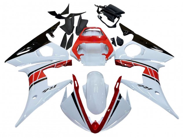 Carenagens Moto Yamaha YZF R6S 2006-2009 - Branco Vermelho Preto Brilhante