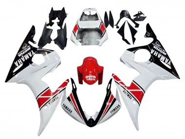 Carenagens Moto Yamaha YZF R6 2003-2004 - Branco Vermelho Preto Brilhante Motul