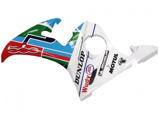 Carenagens Moto Yamaha YZF 600 R6 2005 - Azul Claro Branco Verde Vermelho Kastinee Dunlop Motul