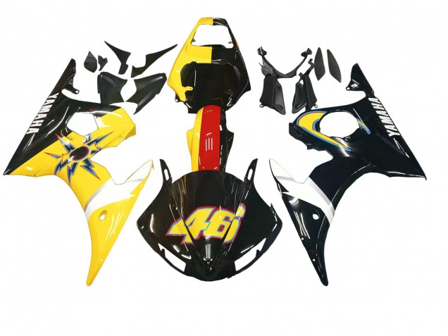 Carenagens Moto Yamaha YZF 600 R6 2005 - Preto Amarelo Vermelho 46