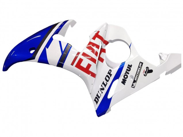 Carenagens Moto Yamaha YZF 600 R6 2005 - Branco Azul Dunlop Fiat Motul