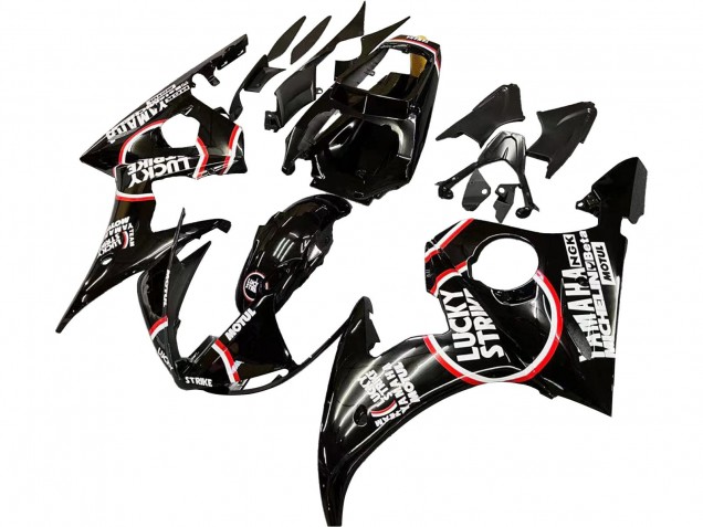 Carenagens Moto Yamaha YZF 600 R6 2005 - Preto Brilhante Branco Lucky Strike Motul