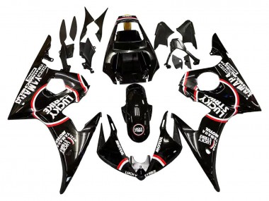 Carenagens Moto Yamaha YZF 600 R6 2005 - Preto Brilhante Branco Lucky Strike Motul