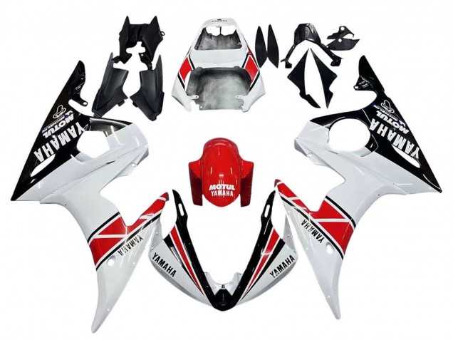 Carenagens Moto Yamaha YZF 600 R6 2005 - Branco Preto Vermelho Motul