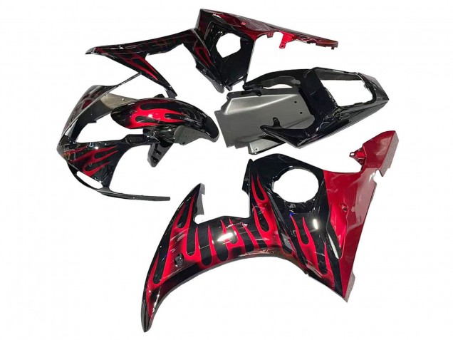 Carenagens Moto Yamaha YZF 600 R6 2005 - Preto Vermelho Chama