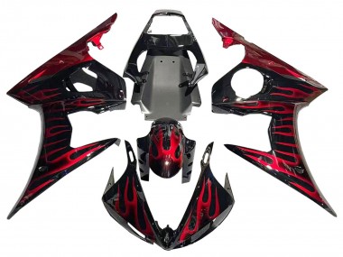 Carenagens Moto Yamaha YZF 600 R6 2005 - Preto Vermelho Chama
