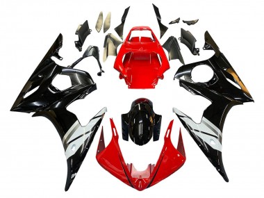 Carenagens Moto Yamaha YZF 600 R6 2005 - Vermelho Branco Preto Brilhante