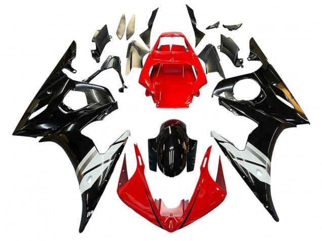 Carenagens Moto Yamaha YZF 600 R6 2005 - Vermelho Branco Preto Brilhante