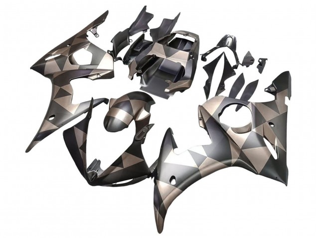 Carenagens Moto Yamaha YZF 600 R6 2005 - Preto Fosco Cinzento Geometric