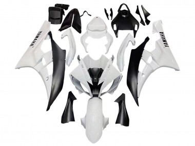 Carenagens Moto Yamaha YZF 600 R6 2006-2007 - Branco Preto Fosco