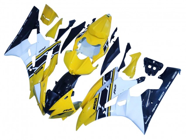 Carenagens Moto Yamaha YZF 600 R6 2006-2007 - Amarelo Branco Preto Brilhante Motul