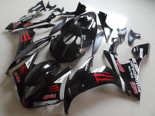 Carenagens Moto Yamaha YZF R1 2004-2006 - Preto Brilhante Vermelho Monstro