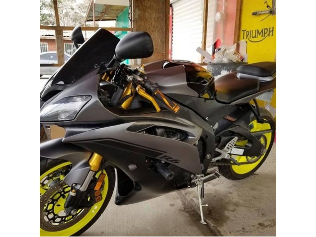 Carenagens Moto Yamaha YZF 600 R6 2008-2016 - Cinzento Preto Fosco Ouro Decalques