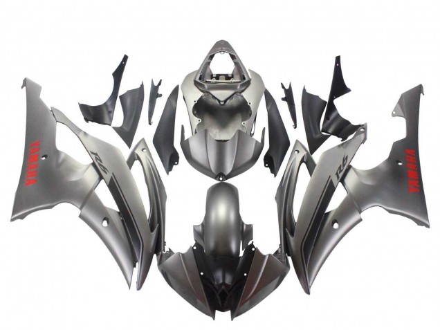 Carenagens Moto Yamaha YZF 600 R6 2008-2016 - Cinzento Fosco Vermelho Decalques
