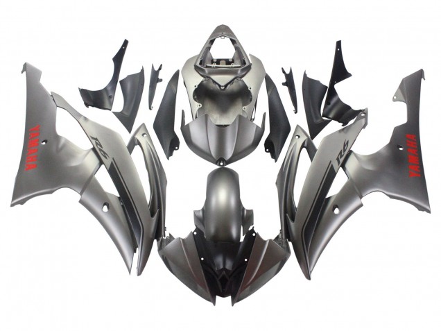 Carenagens Moto Yamaha YZF 600 R6 2008-2016 - Cinzento Fosco Vermelho Decalques