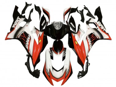 Carenagens Moto Yamaha YZF 600 R6 2017-2023 - Branco Vermelho Preto Tubarão