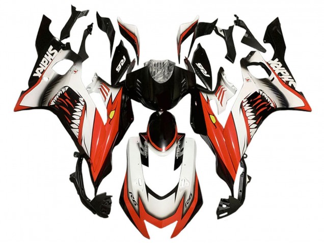 Carenagens Moto Yamaha YZF 600 R6 2017-2023 - Branco Vermelho Preto Tubarão