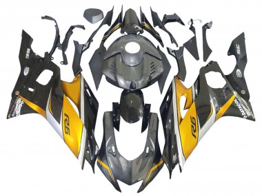 Carenagens Moto Yamaha YZF 600 R6 2017-2023 - Ouro Preto Fibra de Carbono