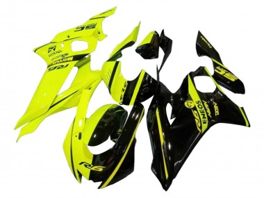 Carenagens Moto Yamaha YZF 600 R6 2017-2023 - Amarelo Néon Preto Brilhante Divisão