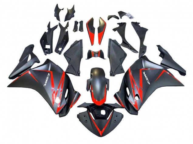 Carenagens Moto Honda CBR250RR 2011-2015 - Preto Fosco Vermelho Listra