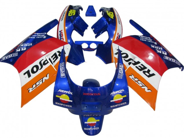 Carenagens Moto Honda NSR250R 1988-1989 - Laranja Branco Vermelho Azul Repsol
