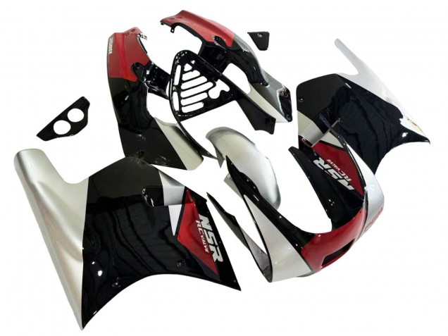 Carenagens Moto Honda NSR250R 1988-1989 - Prata Vermelho Preto Brilhante