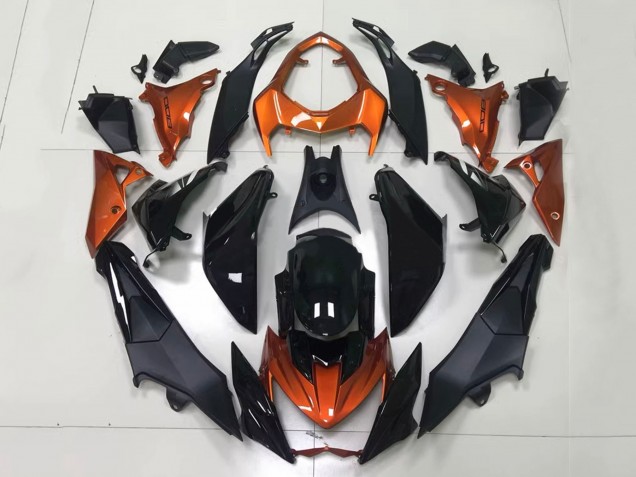 Carenagens Moto Kawasaki Z1000 2014-2019 - Laranja Preto Brilhante Preto Fosco
