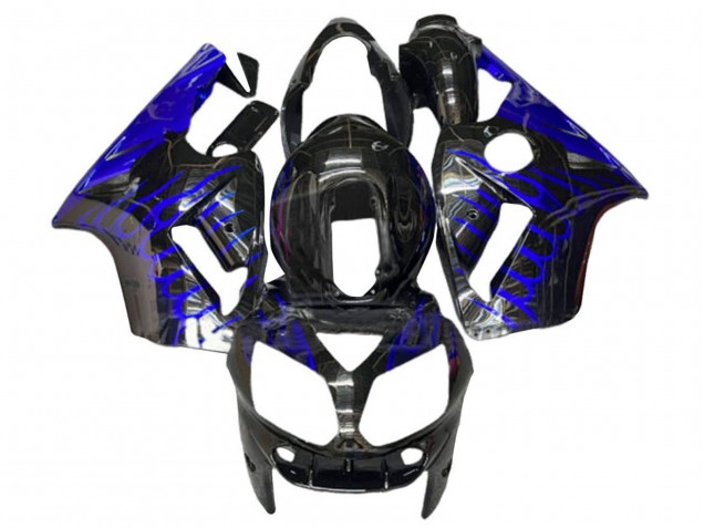 Carenagens Moto Kawasaki ZX12R 2000-2001 - Preto Brilhante Azul Chama