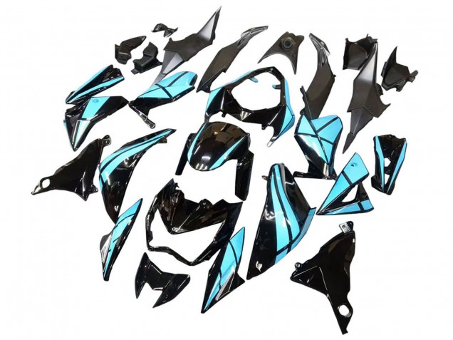 Carenagens Moto Kawasaki Z800 2013-2018 - Azul Claro Preto Brilhante