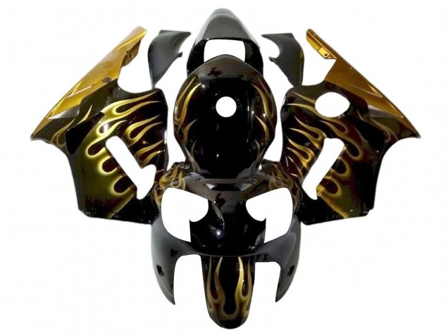 Carenagens Moto Kawasaki ZX12R 2000-2001 - Preto Brilhante Ouro Chama