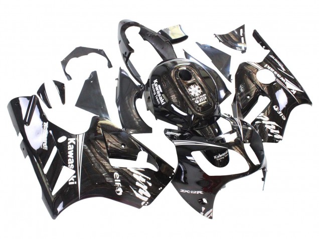 Carenagens Moto Kawasaki ZX12R 2000-2001 - Preto Brilhante Branco Elf Neve