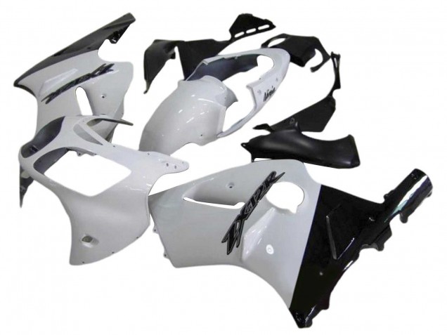Carenagens Moto Kawasaki ZX12R 2000-2001 - Branco Preto Brilhante