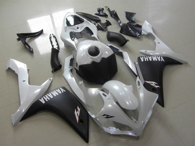Carenagens Moto Yamaha YZF R1 2007-2008 - Branco Preto Fosco