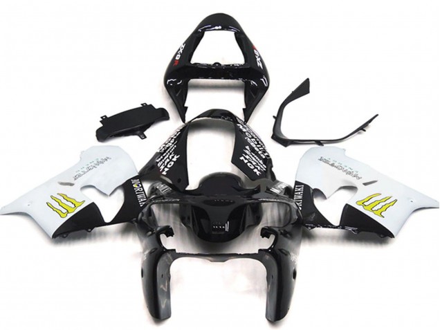 Carenagens Moto Kawasaki ZX9R 2002-2003 - Branco Preto Brilhante Amarelo Monstro