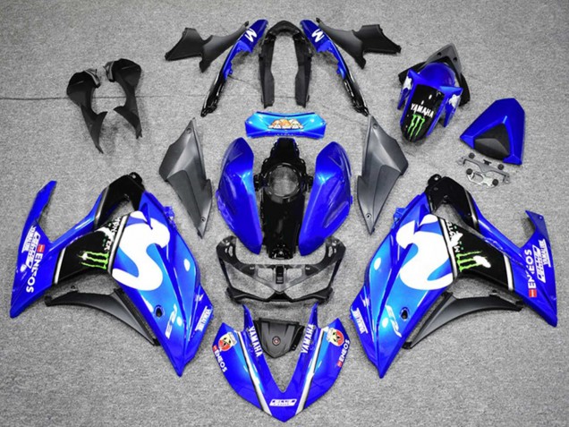 Carenagens Moto Yamaha YZF R3 2015-2018 - Azul Preto Verde Monstro