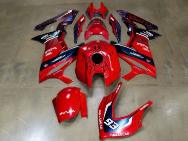 Carenagens Moto Honda CBR650R 2019-2020 - Vermelho Branco Azul Escuro HRC Pull&Urso 93