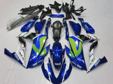 Carenagens Moto Yamaha YZF R3/R25 2015-2018 - Azul Branco Preto Verde Monstro