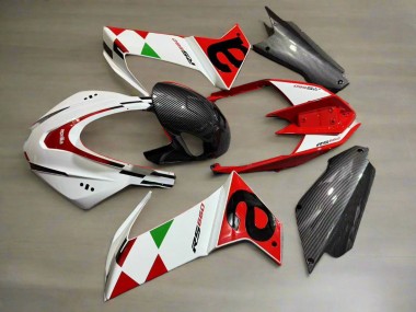 Carenagens Moto Aprilia RS660 2020-2024 - Branco Vermelho Preto Fibra de Carbono Verde