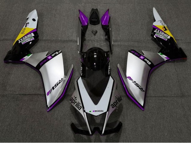Carenagens Moto Aprilia RSV4 1000 2009-2015 - Prata Preto Roxo Amarelo